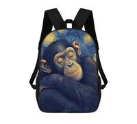 sinyumoney Chimpanzee Starry Night Rucksack Fashion Stationery Backpack Waterproof Casual Daypacks for Men, Women & Teenage Boys 17inch