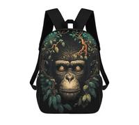 sinyumoney Chimpanzee Wild Land 3D Printed 17inch Kids School Backpack School Bag Fashion Rucksacks for Boys Elementary And Middle School Students