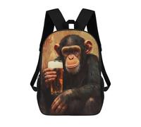 sinyumoney Chimpanzee with Beer Rucksack Lightweight Casual Daypack School Backpacks for Campus Outdoor Travel Sports 17inch