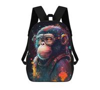 sinyumoney Chimpanzee with Glasses Art Print-1 Children's 17 Inch School Backpack 3D Printed Cool Knapsack for Kids Travel Rucksacks Book Bags Kids School Bag
