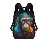 sinyumoney Chimpanzee with Glasses Art Print School Bags School Secondary High School College Backpack Travel for Boys/Girls/Teenagers 17inch