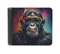 sinyumoney Chimpanzee with Sunglasses 3D Print Clutch Purse ID Window Coin Leather RFID Banknote Compartments Fashion Slim Wallets 11.7cm*9.5cm