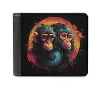 sinyumoney Chimpanzee Yin Yang Artwork 3D Print Clutch Purse Slots ID Window RFID Blocking Banknote Compartments Slim Elegant Leather Wallet 11.7cm*9.5cm