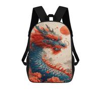 sinyumoney Chinese Dragon Art Print Kids Backpack,School Backpack Kids School Bag 3D Printed Cartoon Large Capacity Backpack for Kids Boys And Girls 17inch