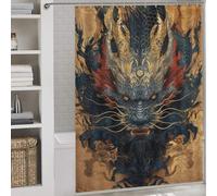 sinyumoney Chinese Dragon Bath Shower Curtains Mildew Quick Drying Proof Resistant Modern Fabric Bathroom Decor Set for Bathtub Shower Stall 64.17x70.87Inch（163x180cm）