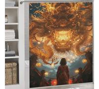 sinyumoney Chinese Dragon Fantasy Shower Curtain Anti Mould Quick Drying Proof Resistant Shower Curtain for Bathroom for Home Bathroom Toile Hotel Decor 69.69x70.87Inch（177x180cm）