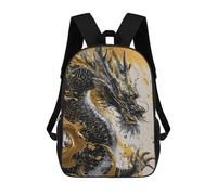 sinyumoney Chinese Dragon Gold Ink School Backpack Work Laptop Backpack Rucksack Bag for Teenage Girls Boys Women Men 17inch