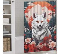 sinyumoney Chinese Kitsune Art Anti-Mould Proof Resistant Quick Drying Proof Resistant Bath Curtains for Shower for Bathroom Wet Room 56.30x70.87Inch（143x180cm）