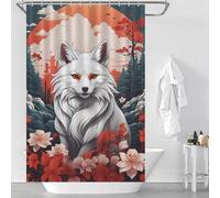 sinyumoney Chinese Kitsune Art Bath Shower Curtains Mildew Quick Drying Proof Resistant Modern Fabric Bathroom Decor Set for Home Bathroom Toile Hotel Decor 46.85x70.87Inch（119x180cm）