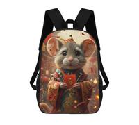 sinyumoney Chinese New Year Mouse Greeting Card Backpacks, Kids Backpack Student School Bag 3D Printed Travel Backpacks Fashion Accessory Backpack Children Waterproof School Bags 17inch
