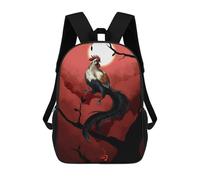 sinyumoney Chinese Zodiac The Rooster Children's Backpacks School Backpack 3D Printed Backpack for Kids Travel Rucksacks Book Bags Kids School Bag 17inch