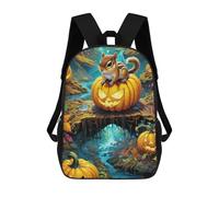 sinyumoney Chipmunk Halloween Pumpkin Backpack Kids School Bag Boys Cartoon 3D Print Students Schoolbag Laptop Daypack for Boys Girls 17inch