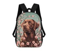 sinyumoney Chocolate Labrador with Cherry Blossoms Labrador Floral Wall Art Backpack School Daypacks Business Backpack Water Resistant Bookbag for Teenage Girls Boys Women Men 17inch