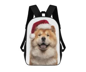 sinyumoney Chow Chow Dog with Santa Hat School Backpack Daypacks Business Backpack Water Resistant Bookbag for Campus Outdoor Travel Sports 17inch