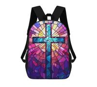 sinyumoney Christain Cross Stained Glass Art School Backpack School Secondary High School College Backpack Travel for Men/Women 17inch