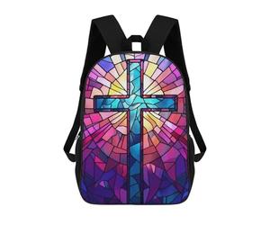 sinyumoney Christain Cross Stained Glass Art School Backpack School Secondary High School College Backpack Travel for Men/Women 17inch