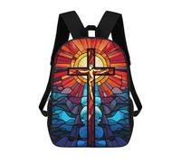 sinyumoney Christian Cross Jesus School Bag Backpack Teen Schoolbag 3D Printing Adjustable Schoolbag Fashion Pocket Bag for Kids Boys Girls Students And Teenagers Fans 17inch