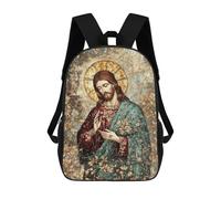 sinyumoney Christian Iconography Art Print School Backpack 3D Printed Children's 17inch Backpacks Bag Bookbag for Kids Boy Girl Book Bags Kids School Bag Travel Rucksacks