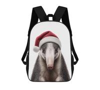 sinyumoney Christmas Anteater with Santa Hat Portrait Backpack School Business Laptop Rucksack Bag Unisex Casual Daypack for Teenage Girls Boys Women Men 17inch