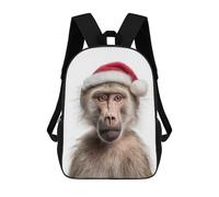 sinyumoney Christmas Baboon with Santa Hat Portrait Backpack School Travel College Rucksack Backpacks for Men, Women & Teenage Boys 17inch