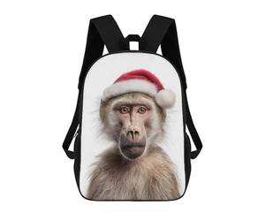 sinyumoney Christmas Baboon with Santa Hat Portrait Backpack School Travel College Rucksack Backpacks for Men, Women & Teenage Boys 17inch