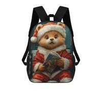 sinyumoney Christmas Bear Reading School Backpack Secondary Causal Travel High School Bags for Teenage Girls Boys Women Men 17inch