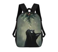 sinyumoney Christmas Black Cat Children's School Backpack 3D Printed for Kids Travel Rucksacks Book Bags Kids School Bag 17inch