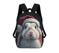 sinyumoney Christmas Bunny with Santa Hat Rucksack Business Laptop Rucksack Bag Unisex Casual Daypack for Girls Boys Teenage 17inch