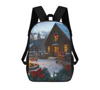 sinyumoney Christmas Cabin Children's School Backpack 3D Printed for Kids Travel Rucksacks Book Bags for Boys Elementary School Students 17inch