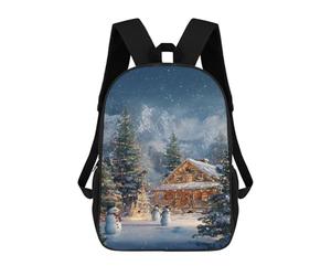 sinyumoney Christmas Cabin in Snowy Mountains-1 Backpack School Bag Computer Rucksack for School/Work/Travel for Camping Outdoor Adventures And Daily Travel 17inch