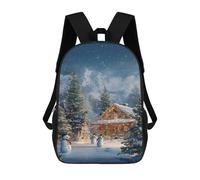 sinyumoney Christmas Cabin in Snowy Mountains Children's Backpacks School Backpack 3D Printed for Kids Travel Rucksacks Book Bags Kids 17inch School Bag