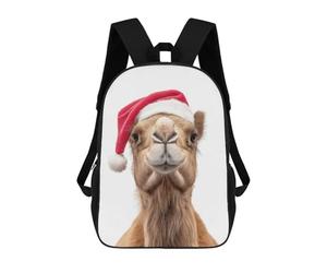 sinyumoney Christmas Camel with Santa Hat Rucksack Daypacks Business Backpack Water Resistant Bookbag for Men/Women 17inch