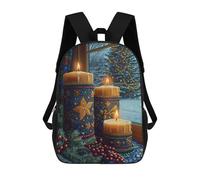 sinyumoney Christmas Candles by Window Children's Backpacks School Backpack 3D Printed Backpack for Kids Travel Rucksacks Book Bags Kids School Bag 17inch