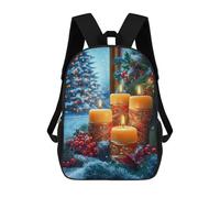 sinyumoney Christmas Candles & Evergreen Children's School Backpack 3D Printed for Kids Travel Rucksacks Book Bags Kids School Bag 17inch
