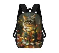 sinyumoney Christmas Cat Children's Backpacks School Backpack 3D Printed Backpack for Kids Travel Rucksacks Book Bags Kids School Bag 17inch