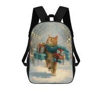 sinyumoney Christmas Cat Gifts Snowscape-3 Kids Backpacks,3D Personalized School Bookbags for Boys Girls Large Schoolbags Casual Daypack 17inch