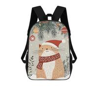 sinyumoney Christmas Cat Illustration Children's School Backpack 3D Printed for Kids Travel Rucksacks Book Bags for Boys Elementary School Students 17inch