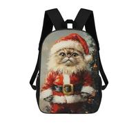 sinyumoney Christmas Cat Santa Claus Costume Rucksack Water Resistant Travel Backpack Computer Bag for Campus Outdoor Travel Sports 17inch