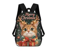 sinyumoney Christmas Cat with Reindeer Antlers Backpack School Bag Large Lightweight Casual Backpack for Campus Outdoor Travel Sports 17inch