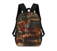 sinyumoney Christmas Dachshund in Armchair by Fireplace School Backpack Work Laptop Backpack Rucksack Bag for Camping Outdoor Adventures And Daily Travel 17inch