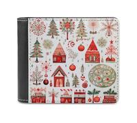 sinyumoney Christmas Decorations Collage 3D Print Clutch Purse ID Window Coin Leather RFID Banknote Compartments Fashion Slim Wallets 11.7cm*9.5cm