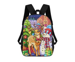 sinyumoney Christmas Deer Snowman Backpack School Computer Rucksack for School/Work/Travel for Boys/Girls/Teenagers 17inch