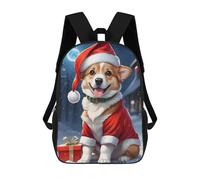 sinyumoney Christmas Dog Corgi Backpack School Bag Water Resistant School Bag Business Backpack for Girls Boys Teenage 17inch