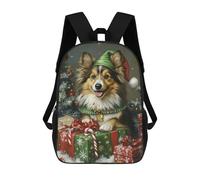 sinyumoney Christmas Dog with Presents School Backpack Large School Backpack for Boys for Campus Outdoor Travel Sports 17inch
