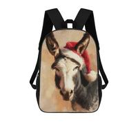 sinyumoney Christmas Donkey with Santa Hat School Backpack 3D Printed Children's 17inch Backpacks Bag Bookbag for Kids Boy Girl Book Bags Kids School Bag Travel Rucksacks