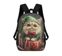 sinyumoney Christmas Elf Cat with Presents School Bags School Secondary High School College Backpack Travel for Men, Women & Teenage Boys 17inch