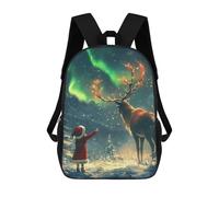sinyumoney Christmas Eve Aurora Bore School Backpack Lightweight Airport College Students Back Pack for Teenage Girls Boys Women Men 17inch