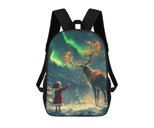sinyumoney Christmas Eve Aurora Bore School Backpack Lightweight Airport College Students Back Pack for Teenage Girls Boys Women Men 17inch