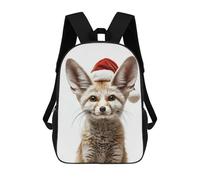 sinyumoney Christmas Fennec Fox Portrait Kids School Backpack School Bag 3D Printed School Bag for Boys Elementary And Middle School Students 17inch