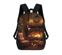 sinyumoney Christmas Fireplace Backpack School Work Laptop Backpack Rucksack Bag for Men, Women & Teenage Boys 17inch